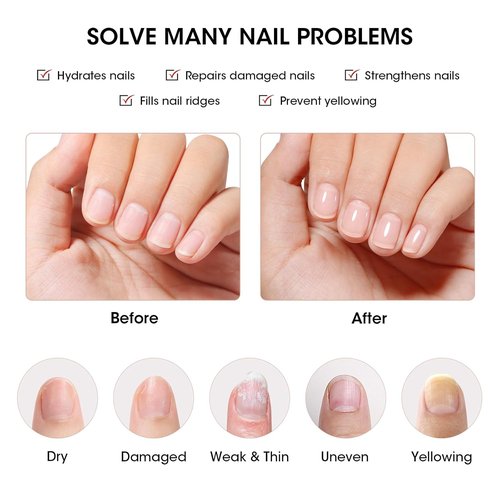 GELLEN Clear Nail Polish Base Coat - Ridge Filling Sheer Nude Tint | Nourish & Strengthen Damaged Nails