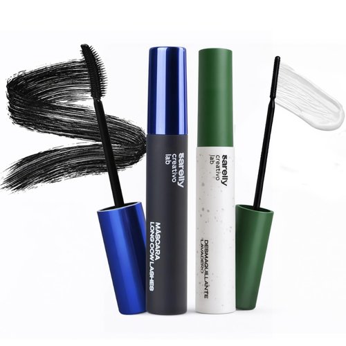 SARELLY Lash Kit | Cow Lashes Mascara + Lavadero Eye Makeup Remover | Waterproof Volume & Gentle Removal | Vegan & Cruelty-Free