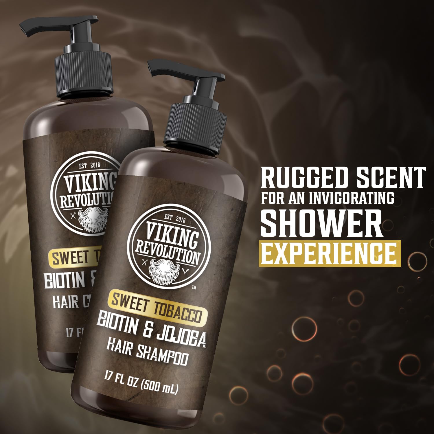 Viking Revolution Men's Shampoo and Conditioner Set - Biotin & Jojoba Oil for Thinning Hair | 17 Oz