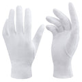 OHAVBBEI 100% White Cotton Gloves for Dry Hands, 6 Pairs Moisturizing & Eczema Overnight, Work Gloves Liners, Ideal for Sleep & Spa Treatment, Coin Jewelry Silver Inspection, Medium, One Size