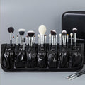 COSHINE Waterproof PU Black Professional Makeup Brush Organizer Bag, 14-HOLE Cosmetic Brushes Stand-Up Design for Organized Storage (Brushes Not Included)