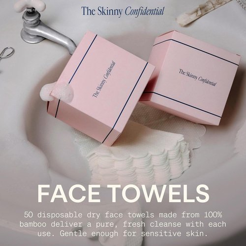 Skinny Confidential Disposable Face Towels - Silky Soft & Highly Absorbent 50 Count - Premium Rayon from Bamboo for Sensitive Skin