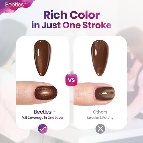 Beetles Pro Brown Gel Polish - Shady Intentions | 20ml Dark Brown Shimmer Nail Polish, Long-Lasting Formula for Professional Manicures