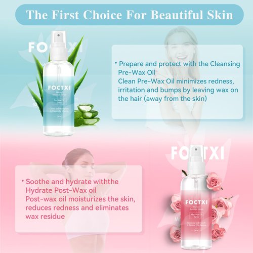 FOCTXI Pre Wax Cleanser and After Wax Care, Pre Cleanser-Spray and Treatment, After Oil-Reduces Redness, Removes Residue, Before And After Waxing Skin Care Kit, 3.5oz