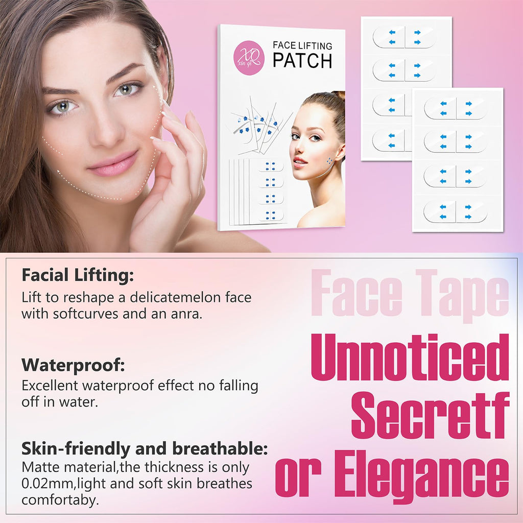 YAGUVI Face Lift Tape, Face Lift Tape Invisible, Face Tape Lifting Invisible, Face Tape Instantly Lifts Sagging Skin Around The Face, Hides The Double Chin and Creates A v-Shaped Face 60PCS
