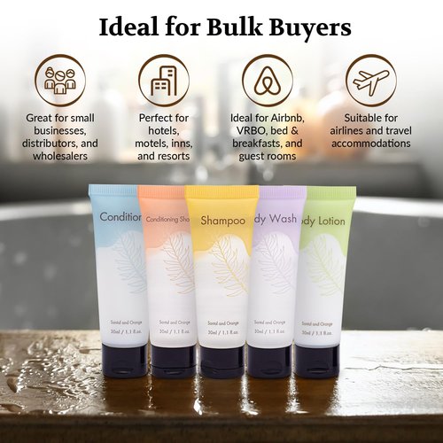 2 in 1 Shampoo and Conditioner Double Sealed 1 Fl. oz Individually Wrapped Travel Size Shampoo & Conditioner 2in1 Set Hotel Toiletries Bulk and Supplies for Guest