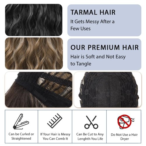 LOSMOEER Auburn Wig with Bangs Short Wavy Copper Red Wigs for Women Shoulder Length Curly Bob Wigs Heat Resistant Synthetic Wigs for Halloween Cosplay Daily Party Use