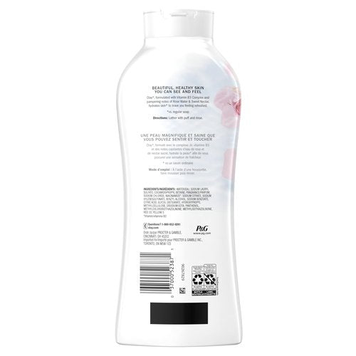 Olay Body Wash for Women, Fresh Radiance, Refreshing & Renewing, Made with Plant Based Cleansers, B3 Botanical Complex, For All Skin Types, Rose Water & Sweet Nectar Scent, 22 fl oz (Pack of 4)