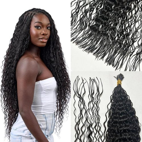 RHEANNA Pre-Divided Curly Bulk Human Hair For Boho Braids Loose Deep Wave Bulk Human Hair For Braiding Double Drawn Extensions (160 Roots)20inch/50g