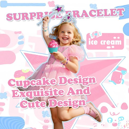 Bath Bombs for Kids with Surprise Jewelry Toys Inside, 8 Cupcake Bath Bombs Gifts Set, Girls, Teens, Kids Easter Valentines Day Gift Birthday, Handmade Fizzes Bubble Spa Bath Kit for Girls