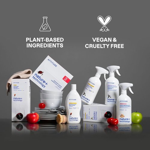 ATTITUDE Dishwasher Pods - Plant-Based Vegan Detergent Tablets | Phosphate-Free, Unscented, 26 Count