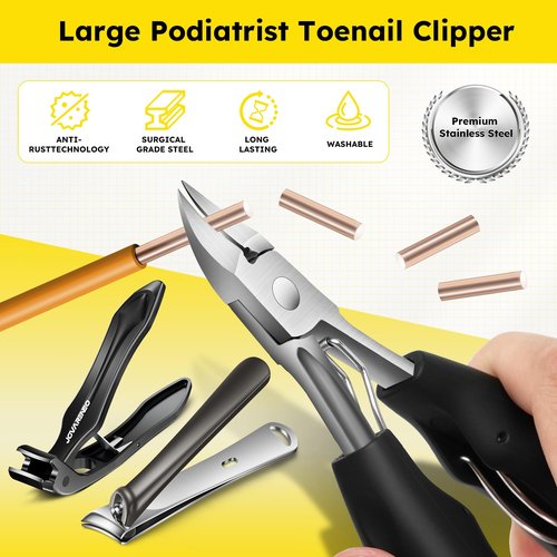 Nail Clippers for Seniors, Heavy Duty Ingrown Toenail Clippers with Long Handle，Angled Head Large Toe Nail Clippers and Slanted Nail Cutter for Thick Nail for Men Women Pregnant Elderly 6Pcs