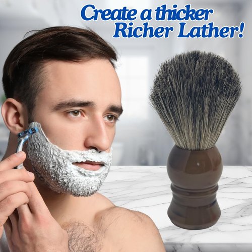 G.B.S Pure Badger Bristle Horn Shaving Brush, use with any Soap Cream All Razors, Effortless Glide Resin