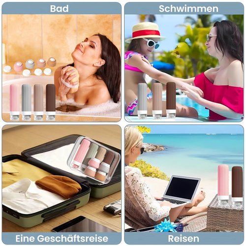 NuvaConx 18 Pack Travel Bottles Set, TSA Approved Leak Proof Silicone Squeezable Containers for Toiletries, Refillable Travel Accessories for Conditioner, Shampoo, Lotion & Body Wash Accessories