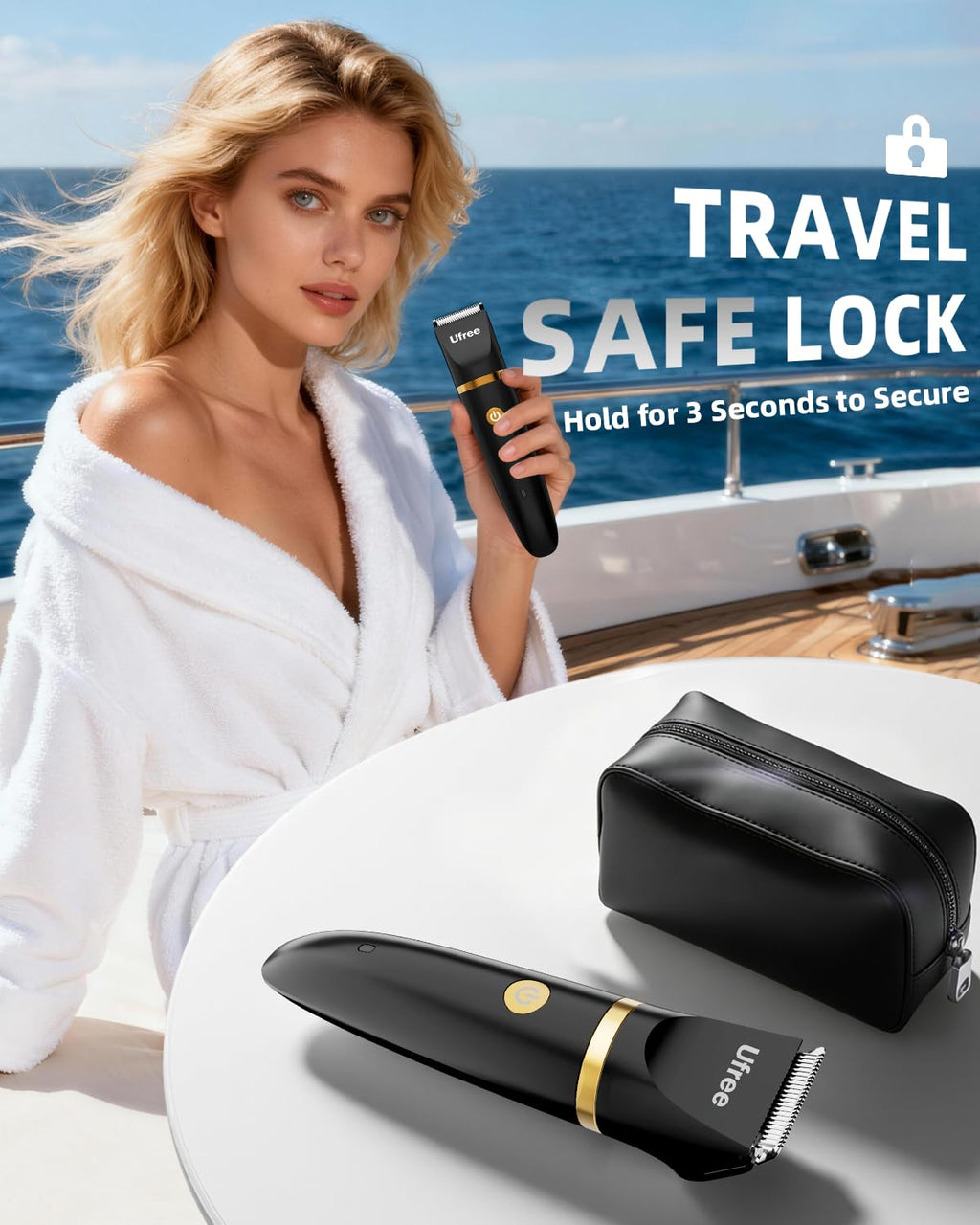 Ufree Bikini Trimmer - Electric Razor for Women | Rechargeable & Waterproof Body Hair Shaver - Black