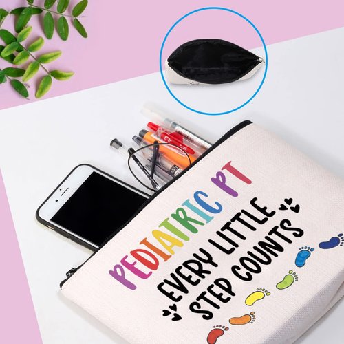 GJTIM Pediatric Physical Therapist Gift Pediatric PT Every Little Step Counts Makeup Bag Paediatricians Gift (Step Counts Bag)