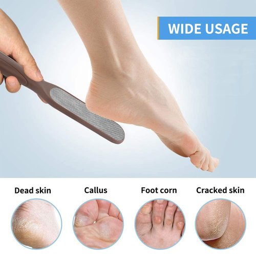 Fu Store 2 Pack Foot Files Callus Remover Stainless Steel Foot Rasp and Dual Sided Feet File Professional Scrubber Pedicure Tools Premium for Feet Care Remove Hard Skin, Brown