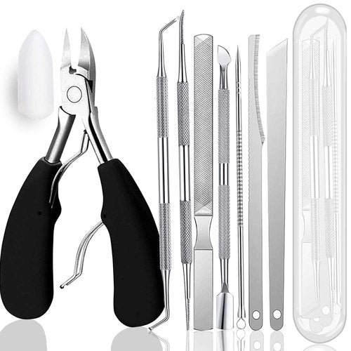10pcs Ingrown Toenail Pedicure Tool Kit, Professional Surgical Stainless Steel Ingrown Toenail Removal, Treatment for Nail Correction Polish Pain Relief (Black)