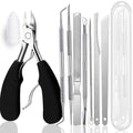 10pcs Ingrown Toenail Pedicure Tool Kit, Professional Surgical Stainless Steel Ingrown Toenail Removal, Treatment for Nail Correction Polish Pain Relief (Black)