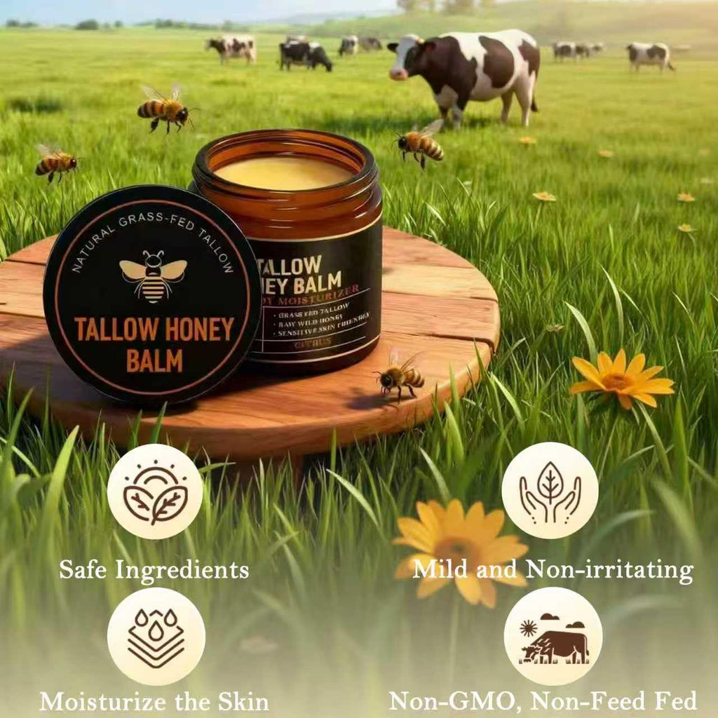 Yotdar 2 Pack Beef Tallow for Skin, Grass-Fed Beef Tallow and Honey Balm, Body & Face Moisturizer, Natural Hydrating Cream for Body (2 Oz)