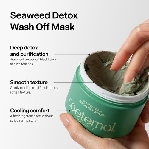 Seaweed Detox Wash Off Mask - Cooling Korean Clay Mask with Bentonite & Kaolin for Deep Cleansing | 200ml