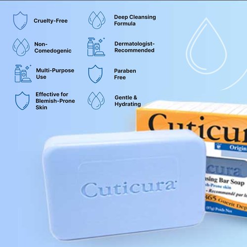 Cuticura Official Deep Cleansing Face and Body Soap - 5.25 oz (Pack of 3)