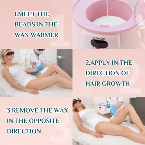 EVERLUXE Wax Beads, 1LB Hard Wax Beans for Hair Removal Sensitive Skin, Hard Wax Perfect for Full Body, Brazilian Hard Wax Beads for Bikini waxing