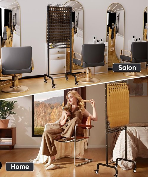 Tigerden 150 Pegs Braiding Hair Rack, Adjustable Hair Separator Stand with Wheels, Hair Extension Holder for Hair Stylists, Braiders, Home, Salon, Beauty School, Black