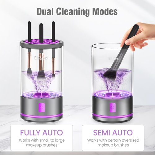EITABEL Makeup Brush Cleaner machine, 2 in 1 Makeup Brush Cleanser & Washer, 7000 RPM High-Speed Deep Cleaning, Portable Automatic Cosmetic Brush Cleaner for Foundation Brush Sponge, Purple