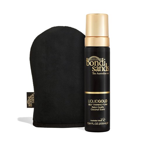 Bondi Sands Liquid Gold Self Tanning Foam - Lightweight Sunless Formula & Reusable Application Mitt