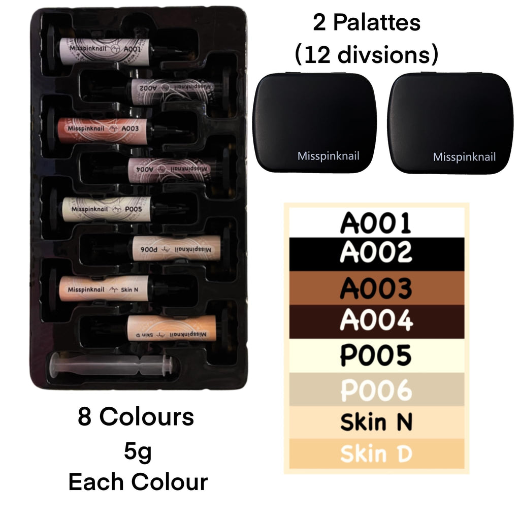 YJMyujimi Advanced Painting Gel for Nail Art,8 colour kit with 2 palette(12 divsions),Non wipe,Manicure Professional Nail Salon DIY at Home Gift (Set A)