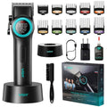 VGR 001 Professional Hair Clippers for Men, Cordless Barber Clippers for Hair Cutting, Carbon Steel Blade Hair Trimmers for Barbers, 9000RPM, LED Display, Black
