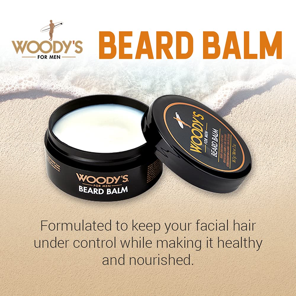 Woody's 2-in-1 Beard Balm - Natural Beeswax Beard Softener & Styling Wax, 2 oz