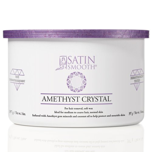 Satin Smooth Amethyst Crystal Soft Wax, Hair Removal Wax for Medium to Coarse Hair, Facial Waxing, Smooth & Long-Lasting Results, 14 oz, 1-Pack