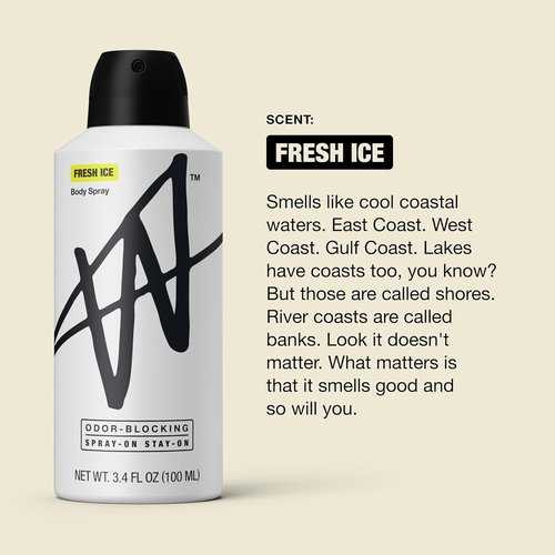 Jake Paul Fresh Ice Body Spray - Odor Blocking Deodorant for Men, Long Lasting Protection, 3.4 fl oz