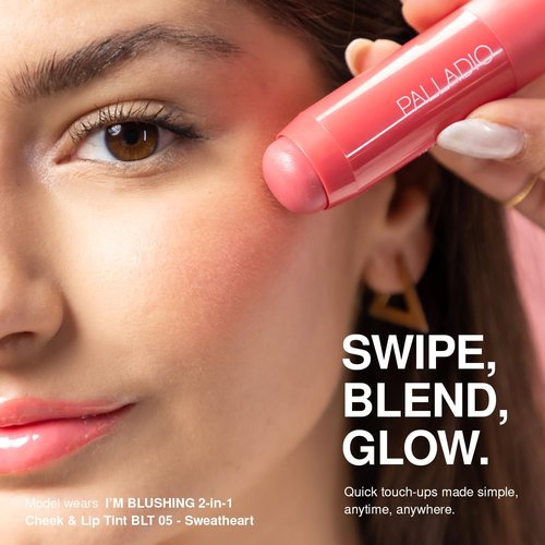 Palladio I'm Blushing 2-in-1 Cheek and Lip Tint - Buildable Cream Blush & Hydrating Multi Stick, Darling