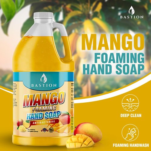 Bastion Antibacterial Hand Soap - Mango Foaming Wash - 1/2 Gallon Bulk Refill Jug - Non-Toxic & Made in the USA