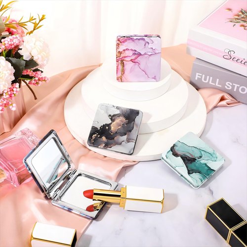 Cindeer 40 Pcs Compact Mirror Bulk Small Purse Portable Pocket Hand Double Sided Magnifying Makeup Mirror Square with 2X 1x Magnification for Girls Woman Mother Travel