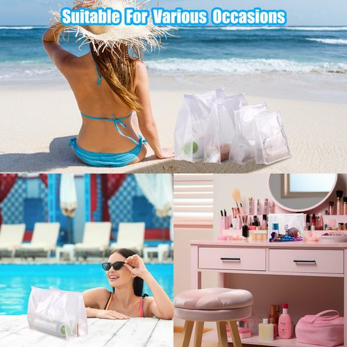 GAWBYET 50 PCS Mini Clear Makeup Bag,Small Clear Zipper Pouch Travel Bag for Toiletries Plastic Cosmetic Organizer Waterproof，for Swimsuit Bikini Travel Vacation(7.9 x 5.9 x 2 Inch)