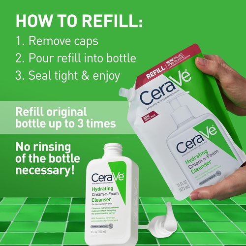 CeraVe Hydrating Cream To Foam Cleanser - Fragrance-Free Face Wash For Dry Skin, 16 Oz