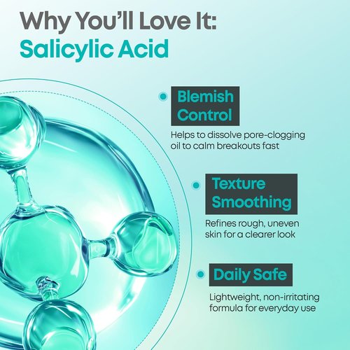 NINELESS Salicylic Acid Serum - Deep Pore Exfoliation for Oily Acne-Prone Skin | Hydrating & Soothing, 1.01 fl oz