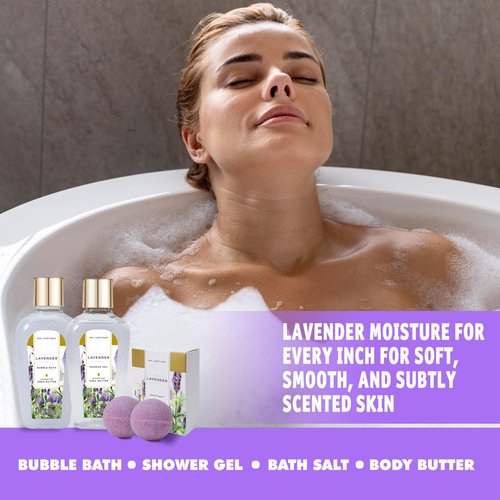Spa Luxetique Bath Sets for Women Gifts - 10 Pcs Lavender Spa Kit, Self Care Kit for Her, Birthday, Mother's Day, Anniversary, Holiday, Valentine's Day Gifts for Her, Mother, Girlfriends, Wife