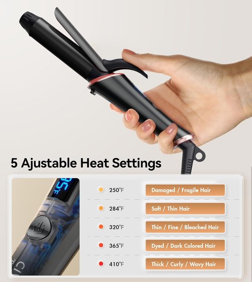 CIVEYA Travel Curling Iron - 1 Inch Mini Dual Voltage Curling Iron with 5 Heat Settings | Ceramic Barrel with Argan Oil