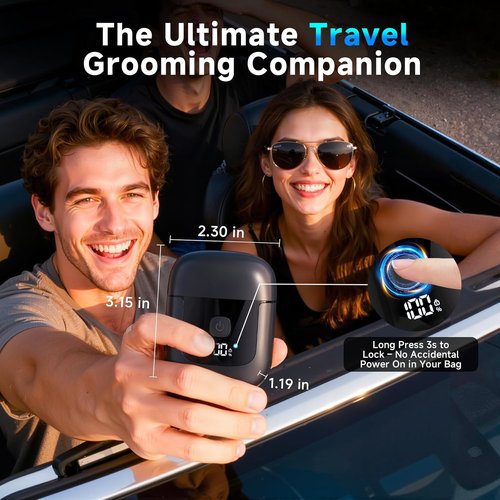 Skiennix Electric Foil Shaver - Mini Razor with 3 Floating Blades, IPX7 Waterproof, USB-C Rechargeable, Perfect for Travel & Home Grooming