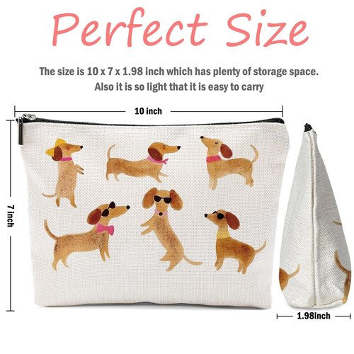 Dachshund Gifts Makeup Bag Dog Lovers Cosmetic Bag, Weiner Dog Gifts for Women Girls Daughter Sister Friendship Graduation Birthday Travel Pouch