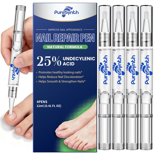 Extra Strength Nail Fungus Repair Pen (OTC Maximum Strength), 25% Undecylenic Acid + Aloe & Vitamin E, For Thick Yellow Discolored Nails,24 mL (0.81 fl oz) Total,1-Pack,Designed in USA
