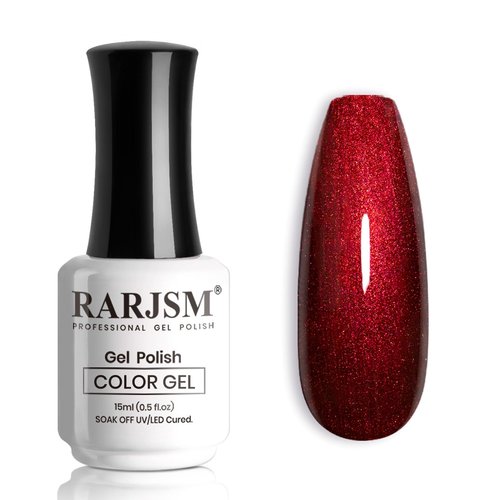 RARJSM Chameleon Gel Nail Polish Black to Red Multichrome Chameleon Color Changing Glitter Chrome GelPolish Curing Requires Sparkle Shimmer Nail Gel Varnish Soak Off DIY at Home Salon 15ml