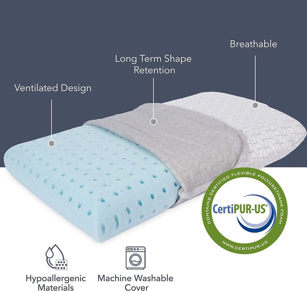 Vaverto Small Memory Foam Camping Pillow - Compressible, Medium Firm, Breathable Cover, Machine Washable