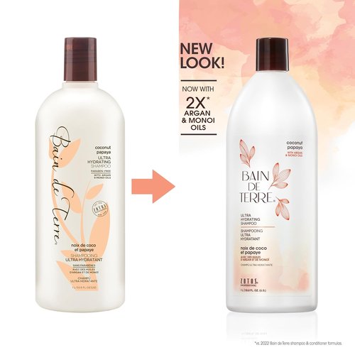 Bain de Terre Coconut Papaya Shampoo - Ultra Hydrating Formula for Dry, Damaged Hair | Paraben-Free & Vegan