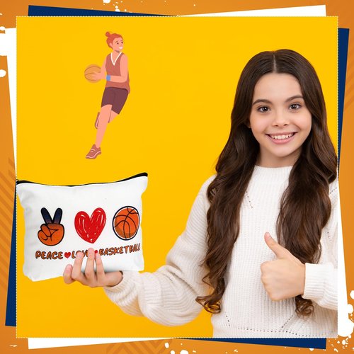Seenelling 56 Pcs Basketball Stuff Inspirational Gifts for Players Teams Cosmetic Bag Women Hair Ties Sport Lovers Gifts for Birthday Sport favors